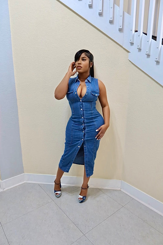DENIM MIDI DRESS