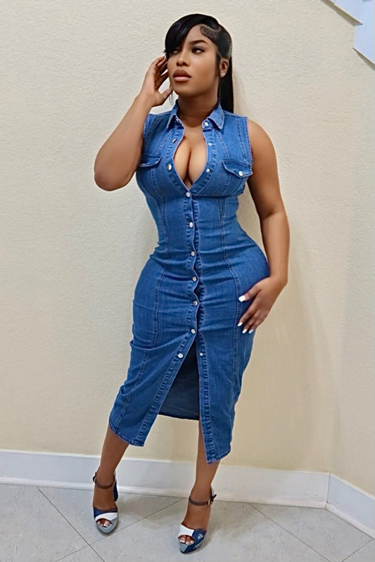 DENIM MIDI DRESS